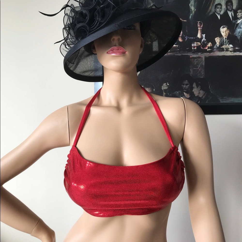 Red Shimmer Bandeau top reversible